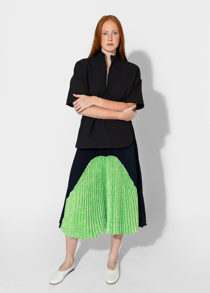 Nomia_Sunburst Pleated Skirt in Midnight/Lime_Skirt_XS - Finefolk