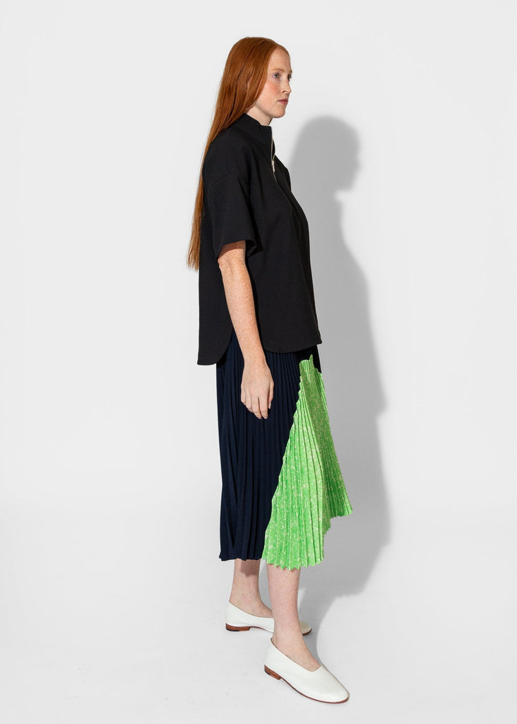 Nomia_Sunburst Pleated Skirt in Midnight/Lime_Skirt_XS - Finefolk