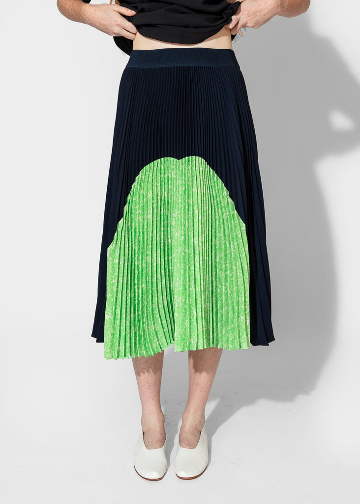 Nomia_Sunburst Pleated Skirt in Midnight/Lime_Skirt_XS - Finefolk