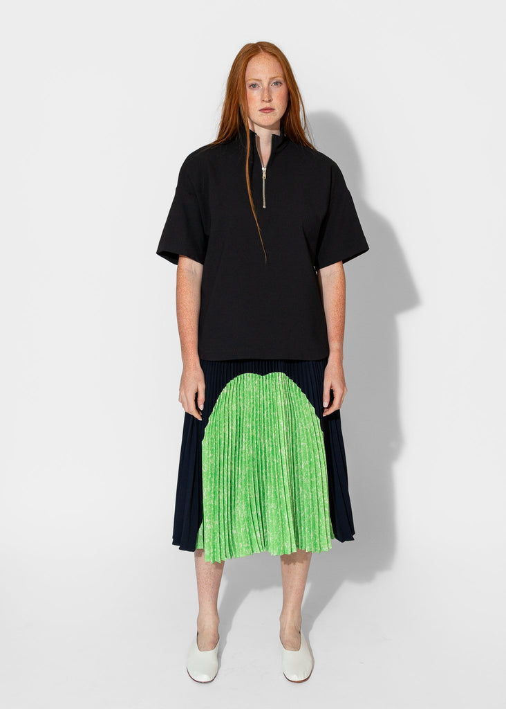 Nomia_Sunburst Pleated Skirt in Midnight/Lime_Skirt_XS - Finefolk