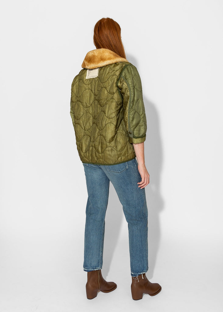 R13_Refurbished Liner w/Shearling Shawl Collar in Olive_Apparel & Accessories_S - Finefolk