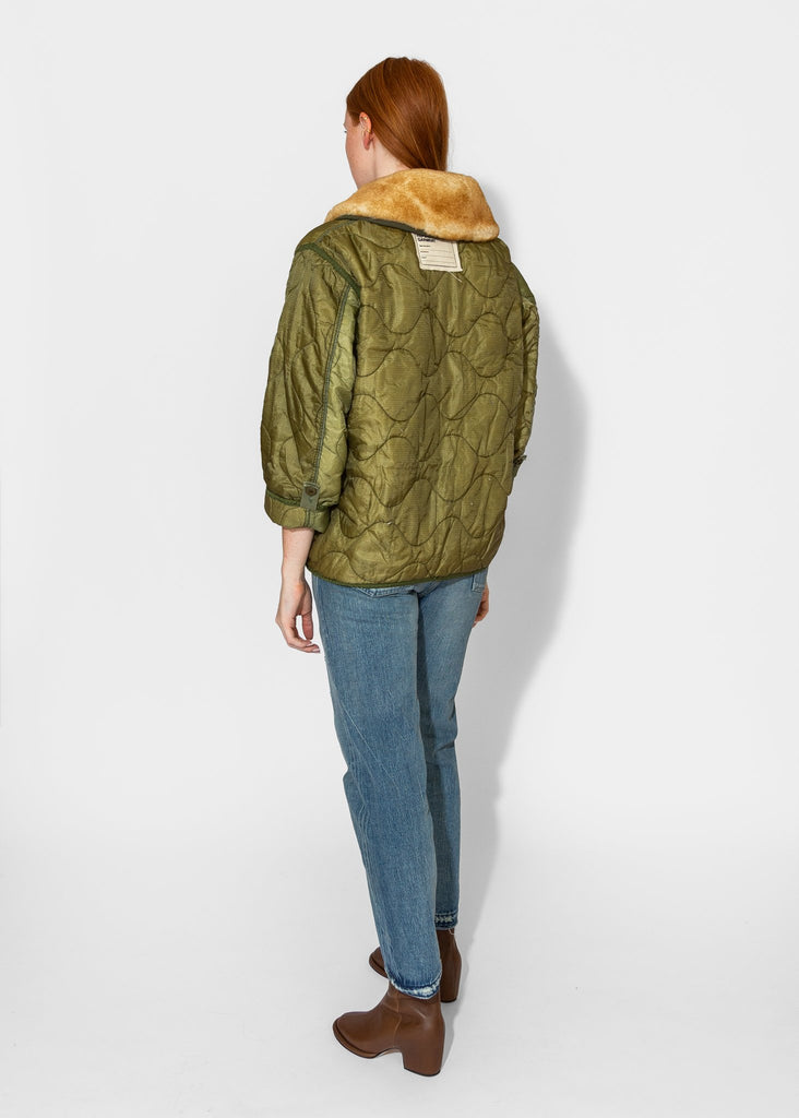 R13_Refurbished Liner w/Shearling Shawl Collar in Olive_Apparel & Accessories_S - Finefolk