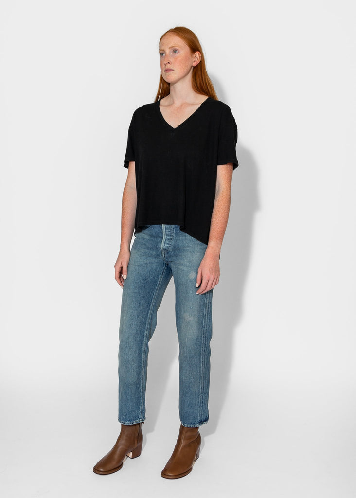 R13_V - Neck Boxy Seamless V in Cashmere Black_Apparel & Accessories_XS - Finefolk