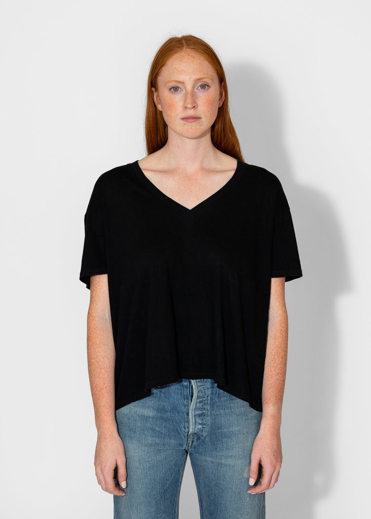 R13_V - Neck Boxy Seamless V in Cashmere Black_Apparel & Accessories_XS - Finefolk