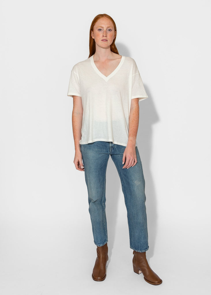 R13_V - Neck Boxy Seamless V in Cashmere White_Apparel & Accessories_XS - Finefolk