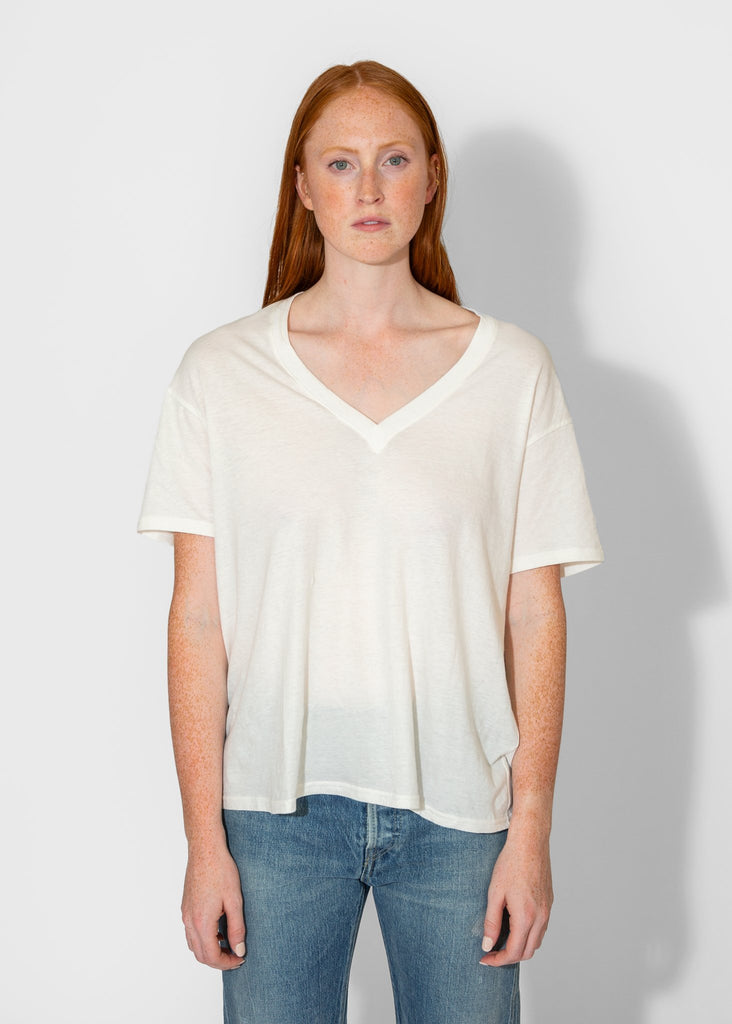 R13_V - Neck Boxy Seamless V in Cashmere White_Apparel & Accessories_XS - Finefolk