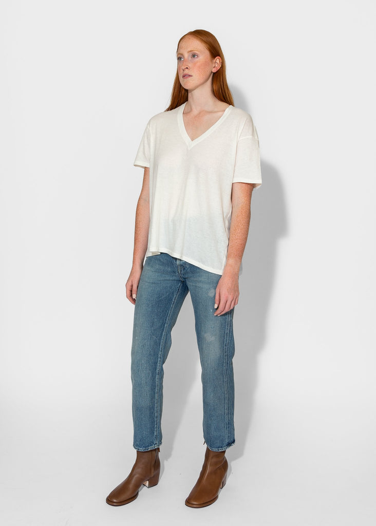 R13_V - Neck Boxy Seamless V in Cashmere White_Apparel & Accessories_XS - Finefolk