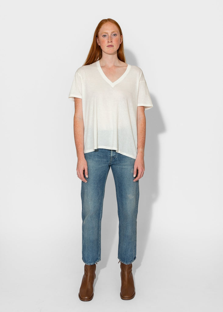 R13_V - Neck Boxy Seamless V in Cashmere White_Apparel & Accessories_XS - Finefolk