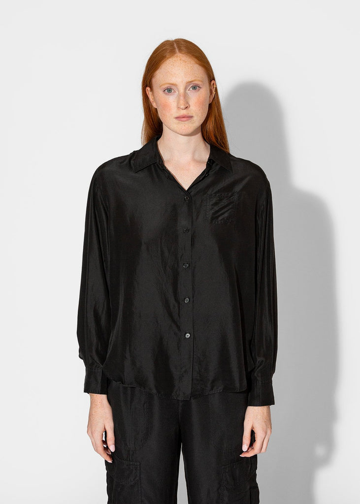 Raquel Allegra_Brentwood Shirt in Black_Apparel & Accessories_0 - Finefolk