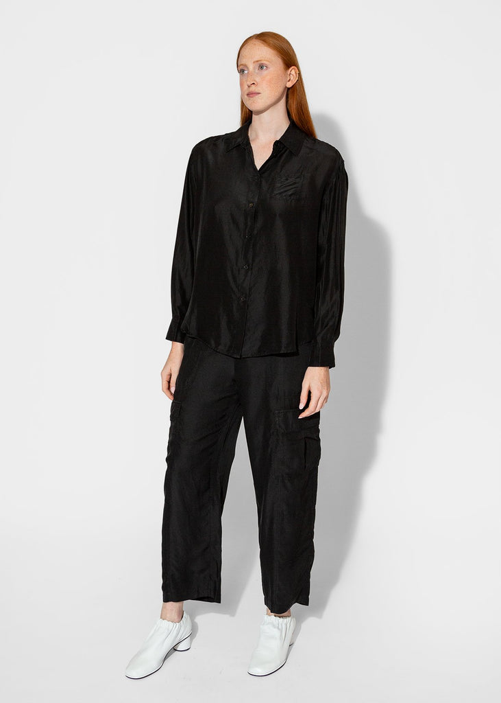 Raquel Allegra_Brentwood Shirt in Black_Apparel & Accessories_0 - Finefolk