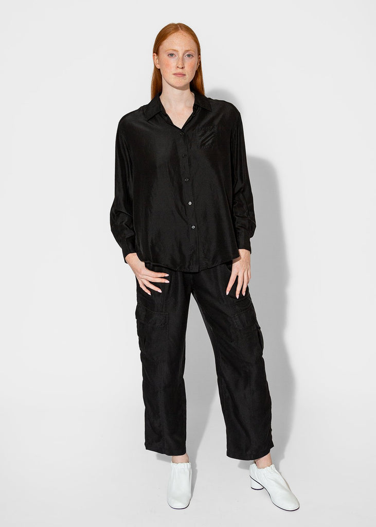 Raquel Allegra_Brentwood Shirt in Black_Apparel & Accessories_0 - Finefolk