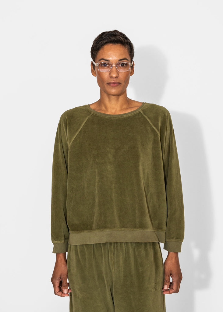 Raquel Allegra_Muse Sweatshirt in Army_Apparel & Accessories_0 - Finefolk