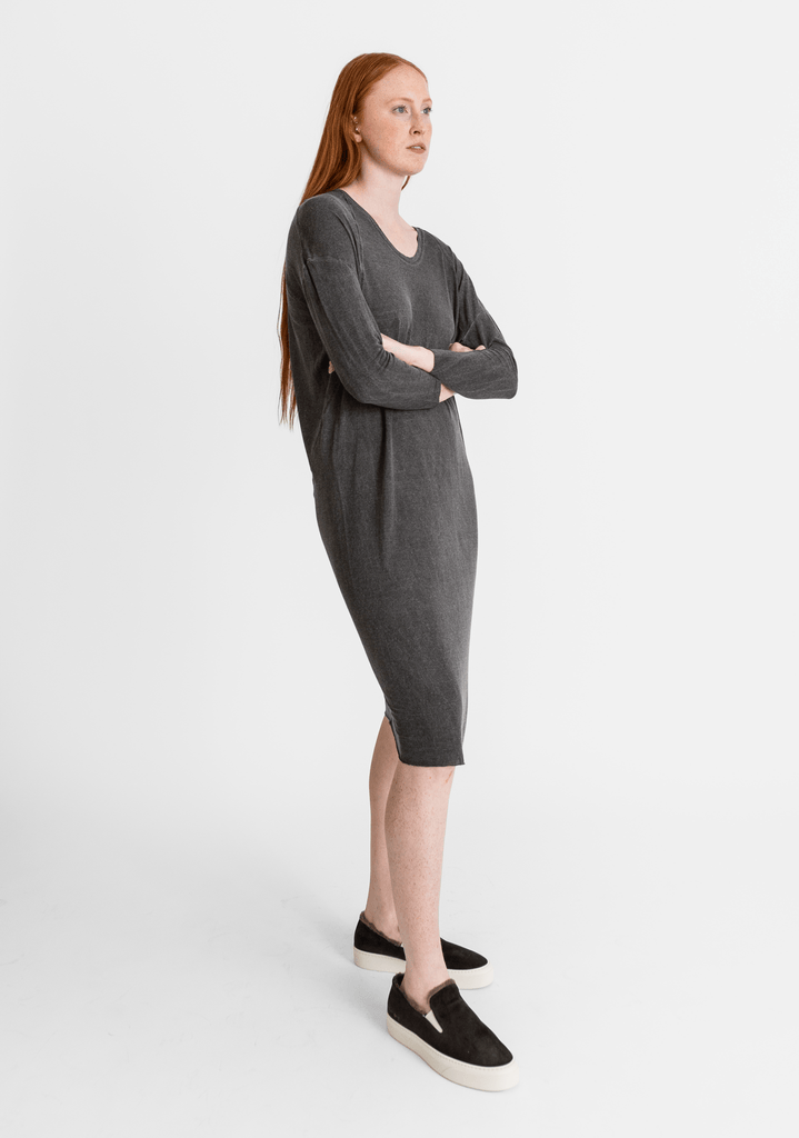 Raquel Allegra_Rosedale Dress in Charcoal_Dress_0 - Finefolk