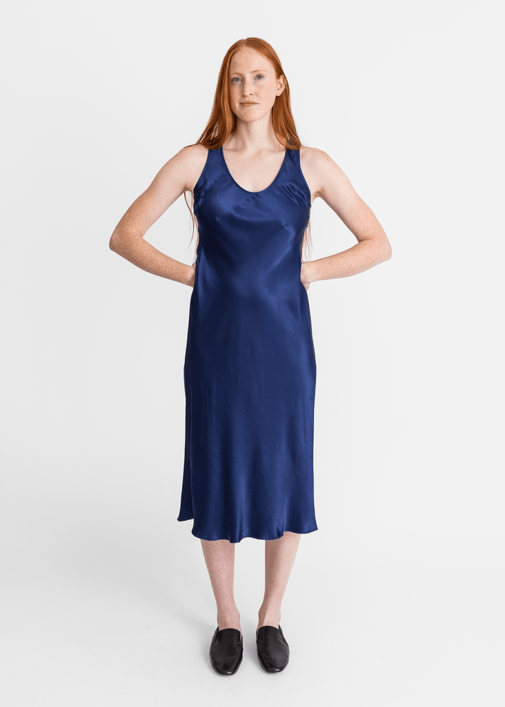 Raquel Allegra_Valentina Midi Dress in Navy_Dress_0 - Finefolk