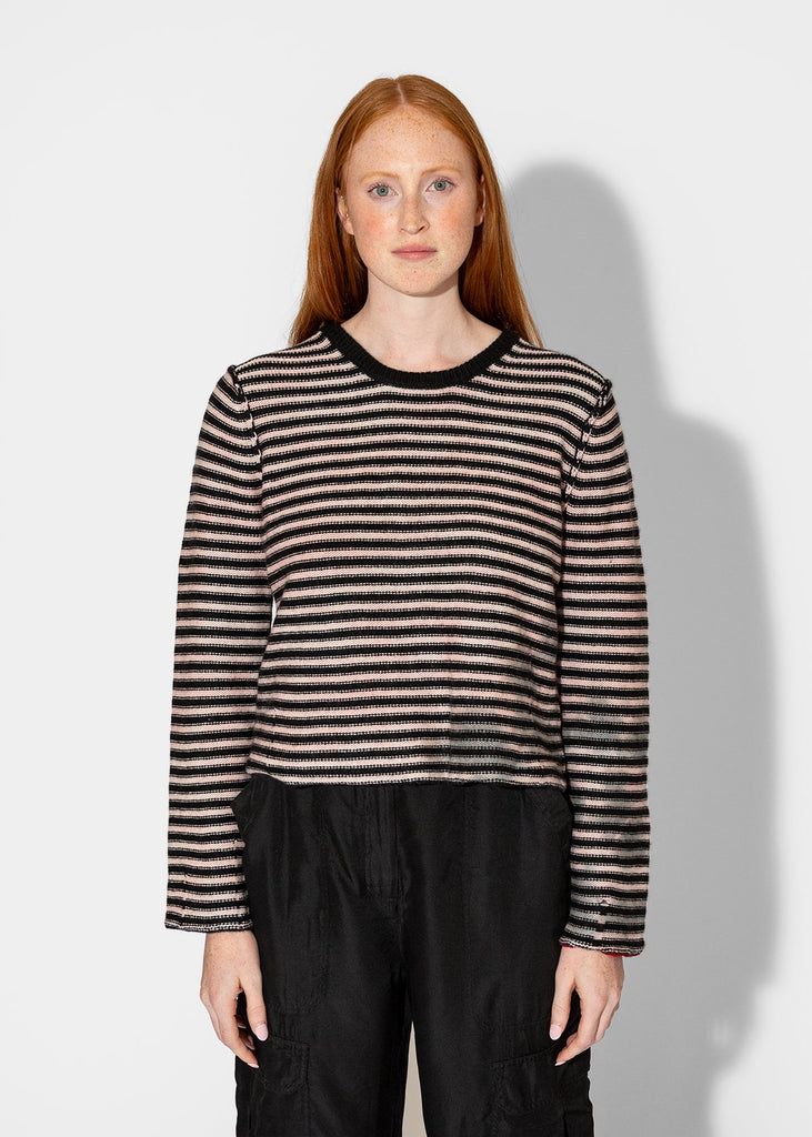 Raquel Allegra_Westlake Pullover in Stripe Pink_Apparel & Accessories_0 - Finefolk