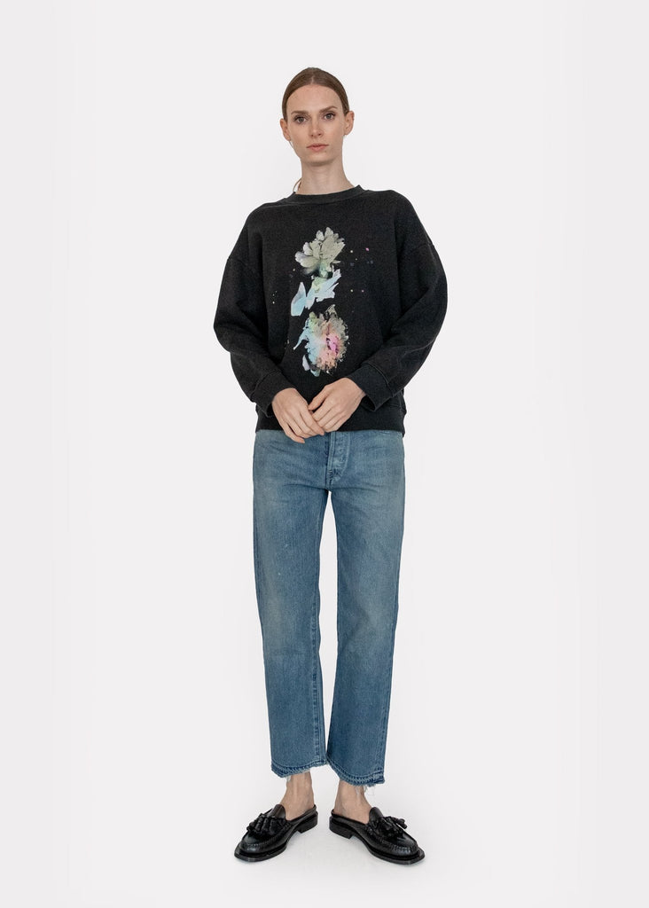Raquel Allegra_Yves Sweatshirt in Black Flower Scan__0 - Finefolk