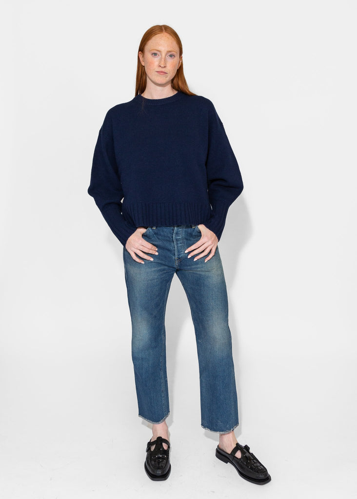 Sayaka Davis_Balloon Sleeve Sweater in Indigo_Sweaters_XS - Finefolk