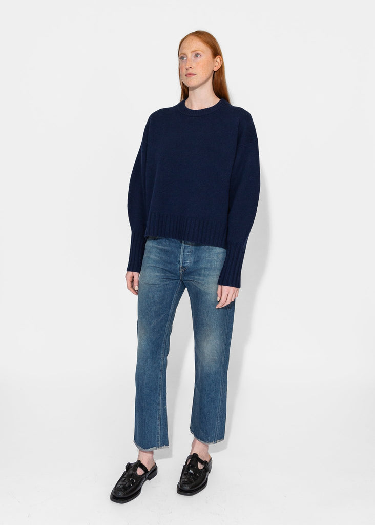 Sayaka Davis_Balloon Sleeve Sweater in Indigo_Sweaters_XS - Finefolk