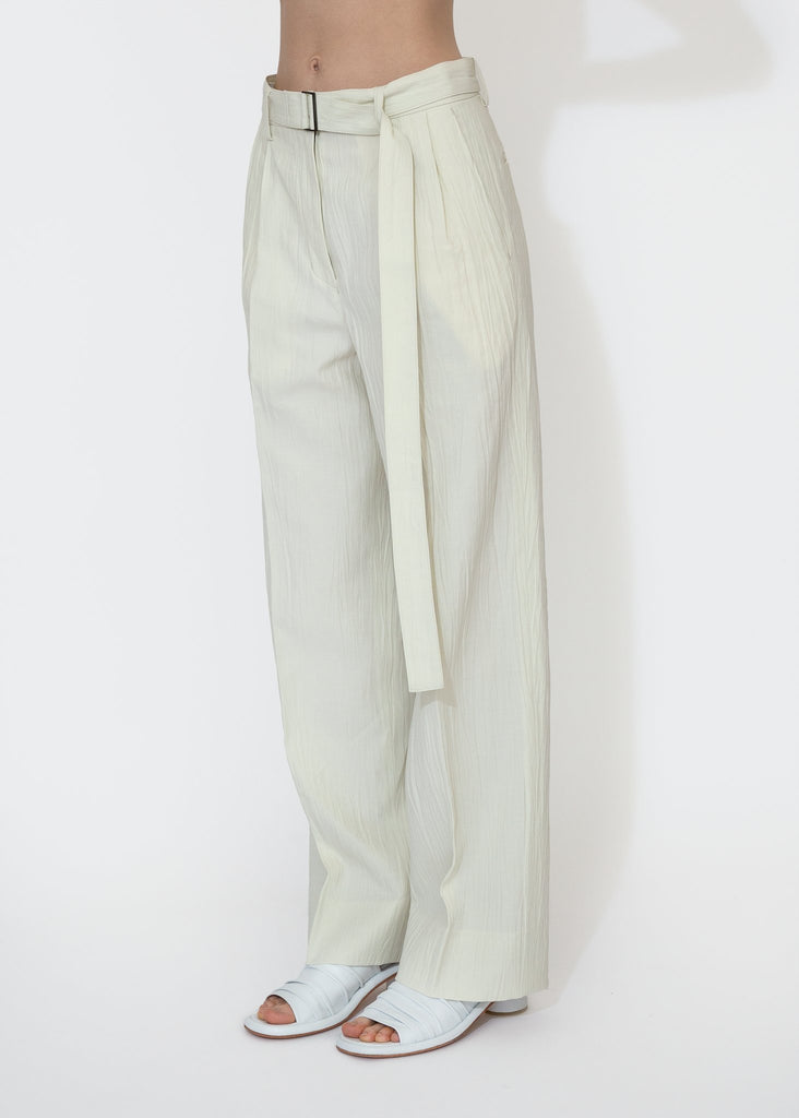 Sayaka Davis_Belted Tucked Trousers in Ivory_Pants_XS - Finefolk