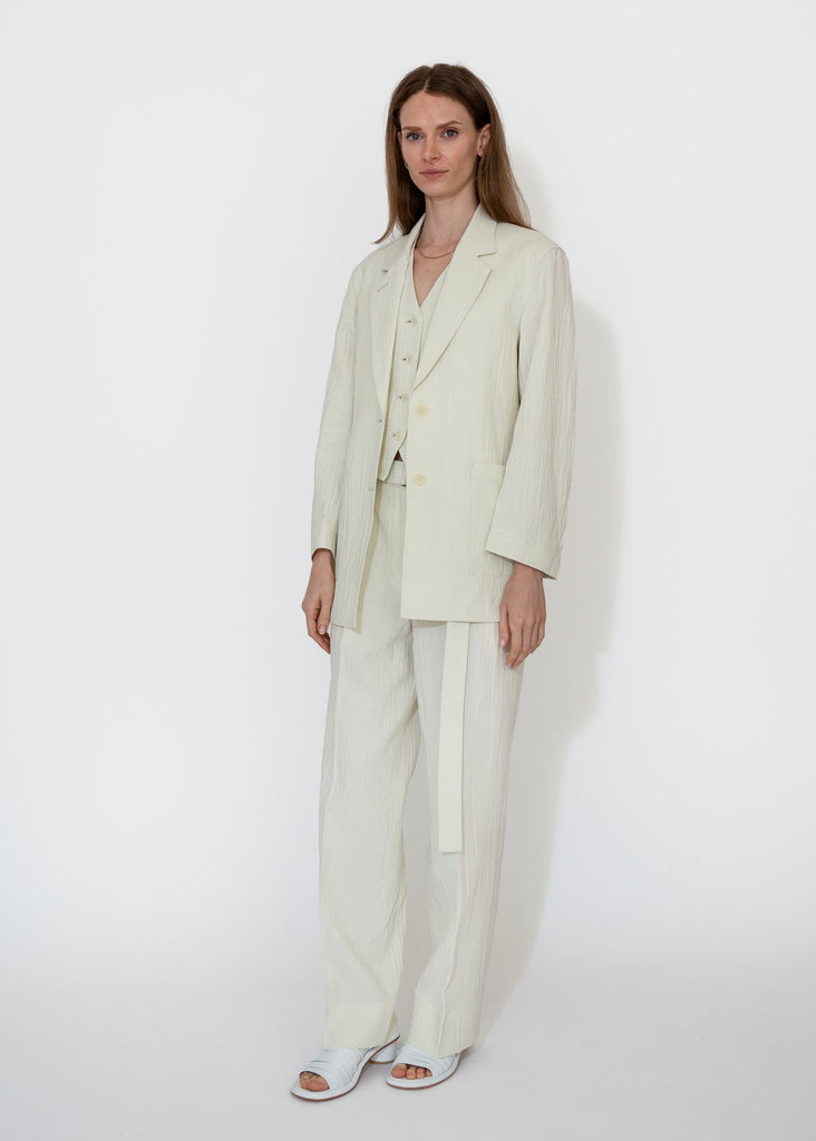 Sayaka Davis_Belted Tucked Trousers in Ivory_Pants_XS - Finefolk