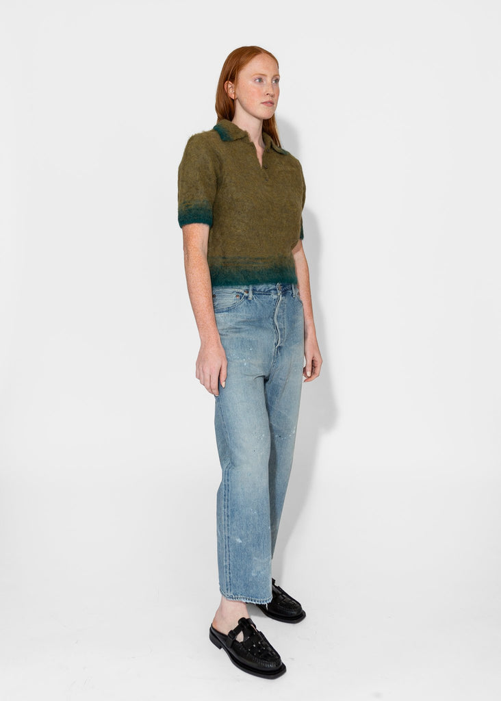 Sayaka Davis_Compact Knit Polo in Olive Green_Sweaters_XS - Finefolk