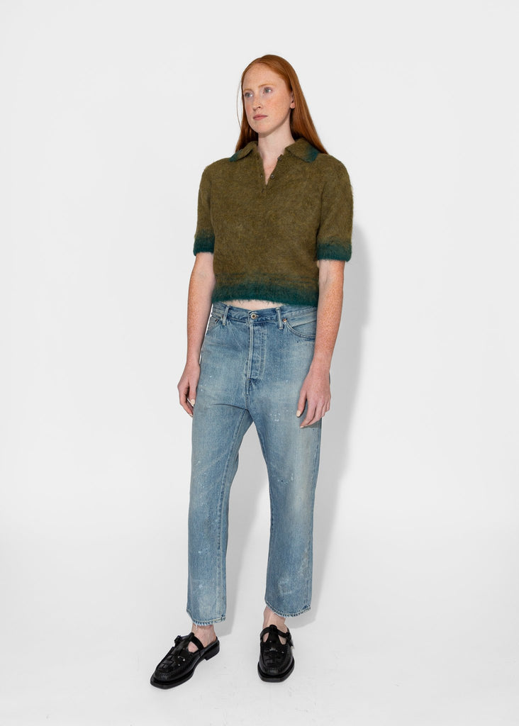 Sayaka Davis_Compact Knit Polo in Olive Green_Sweaters_XS - Finefolk