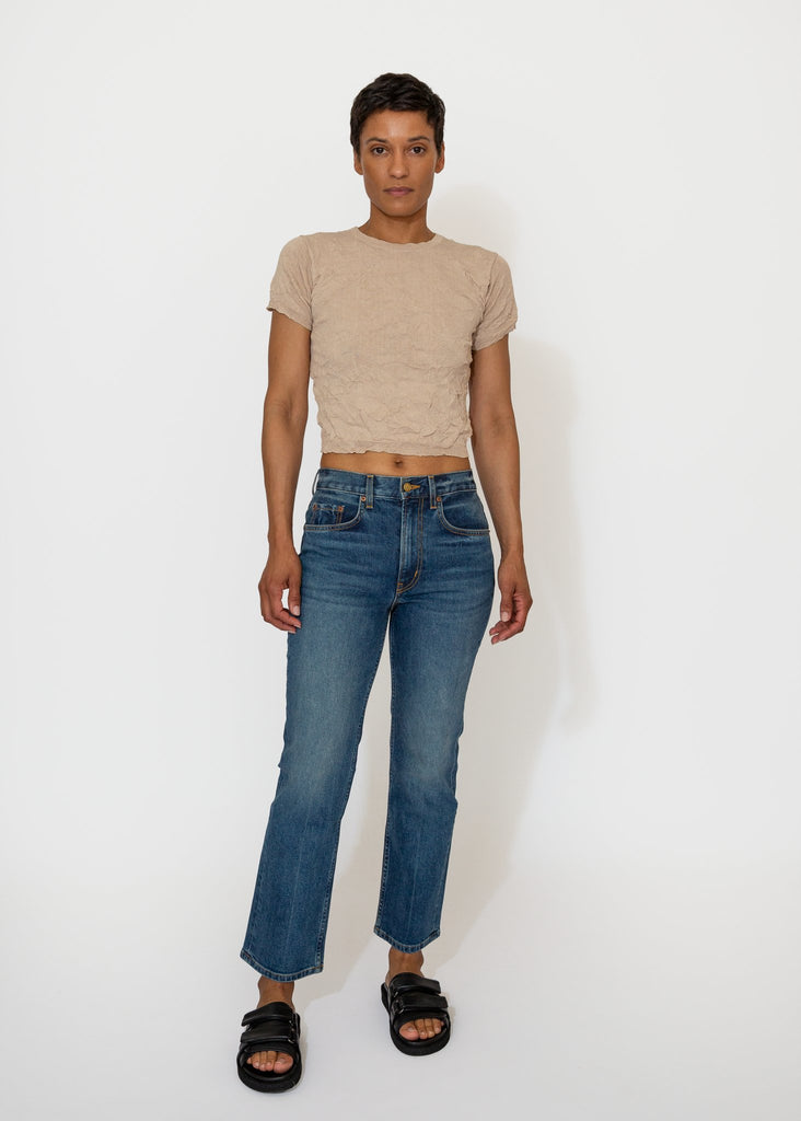 Sayaka Davis_Crinkled Petite Knit Tee in Sandstone_top_XS - Finefolk