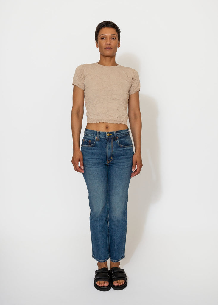 Sayaka Davis_Crinkled Petite Knit Tee in Sandstone_top_XS - Finefolk