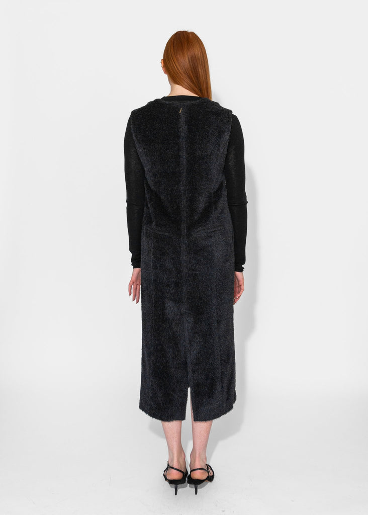 Sayaka Davis_Eco Fur Deep V Dress in Black_Dress_XS - Finefolk