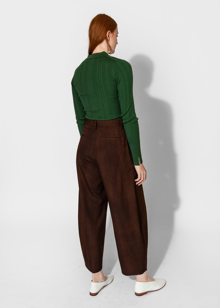 Sayaka Davis_Ribbed Knit Polo in Pine_Tops_XS - Finefolk