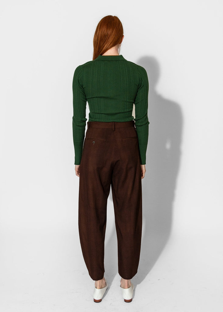 Sayaka Davis_Ribbed Knit Polo in Pine_Tops_XS - Finefolk