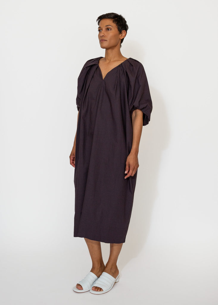 Sayaka Davis_Tucked Cocoon Dress in Eggplant_Dress_XS - Finefolk