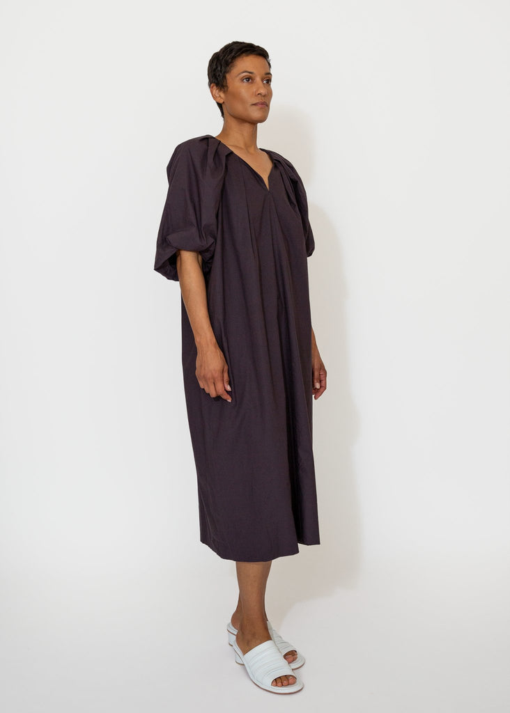 Sayaka Davis_Tucked Cocoon Dress in Eggplant_Dress_XS - Finefolk