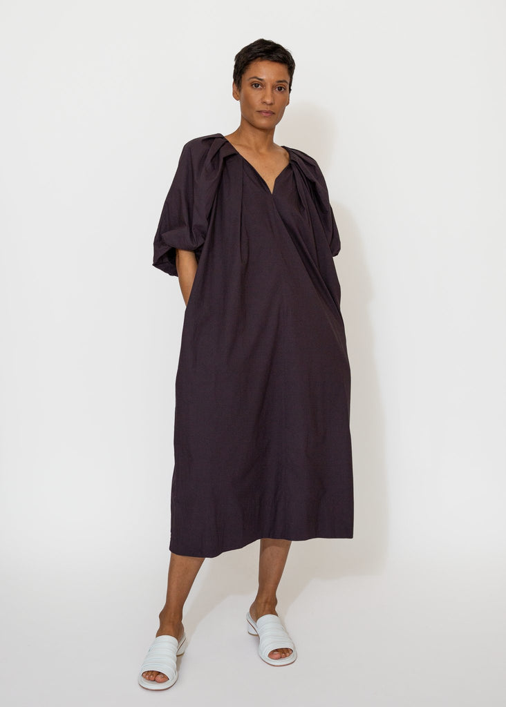 Sayaka Davis_Tucked Cocoon Dress in Eggplant_Dress_XS - Finefolk