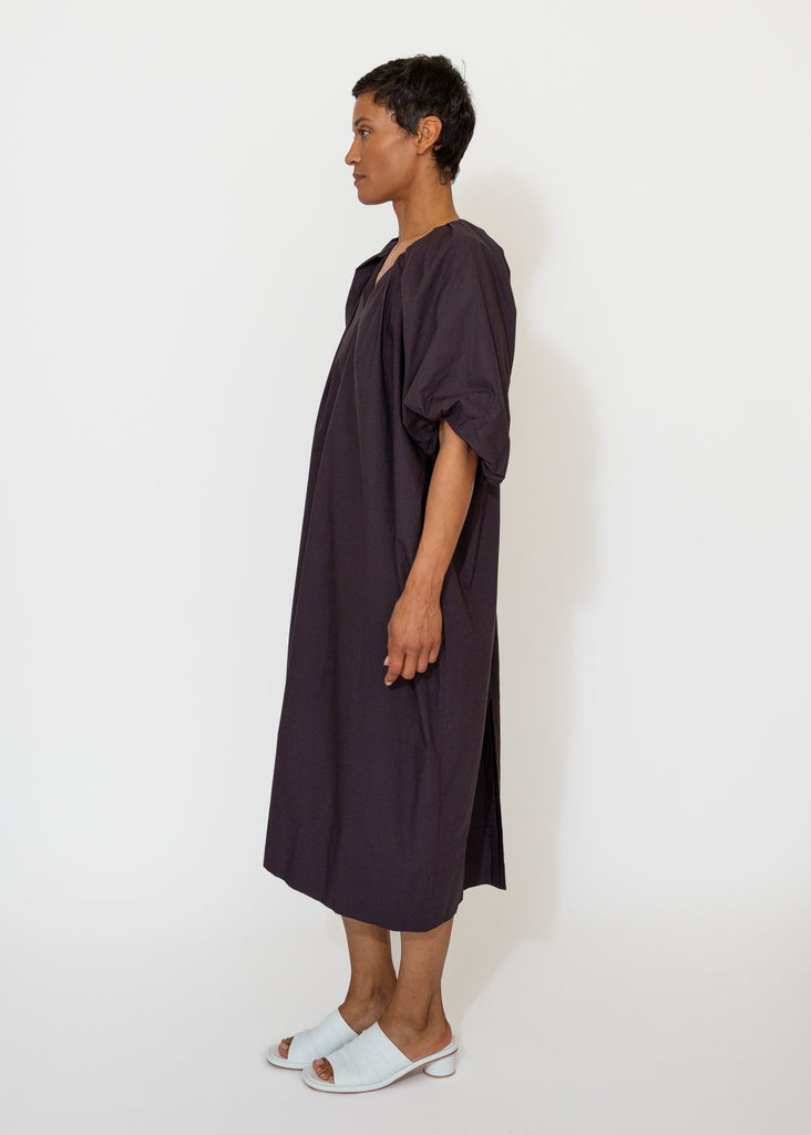 Sayaka Davis_Tucked Cocoon Dress in Eggplant_Dress_XS - Finefolk