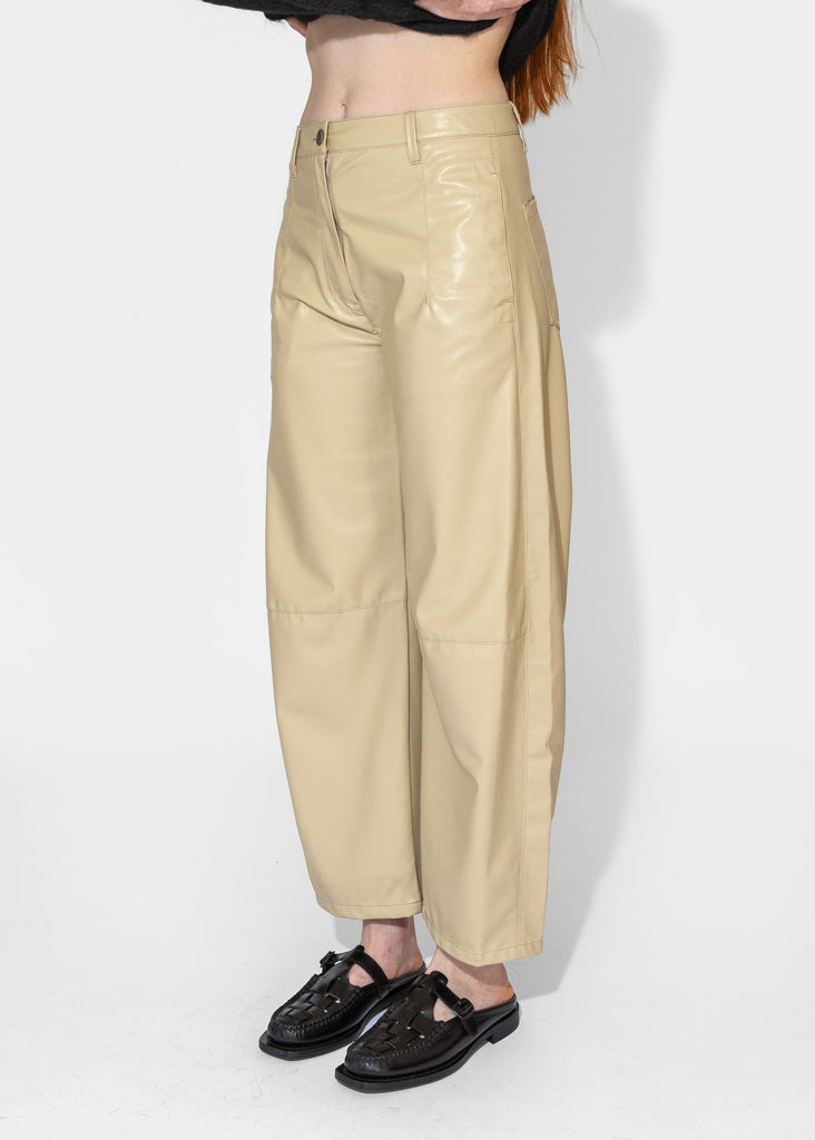 Sayaka Davis_Vegan Leather Pants in Light Beige_Pants_XS - Finefolk