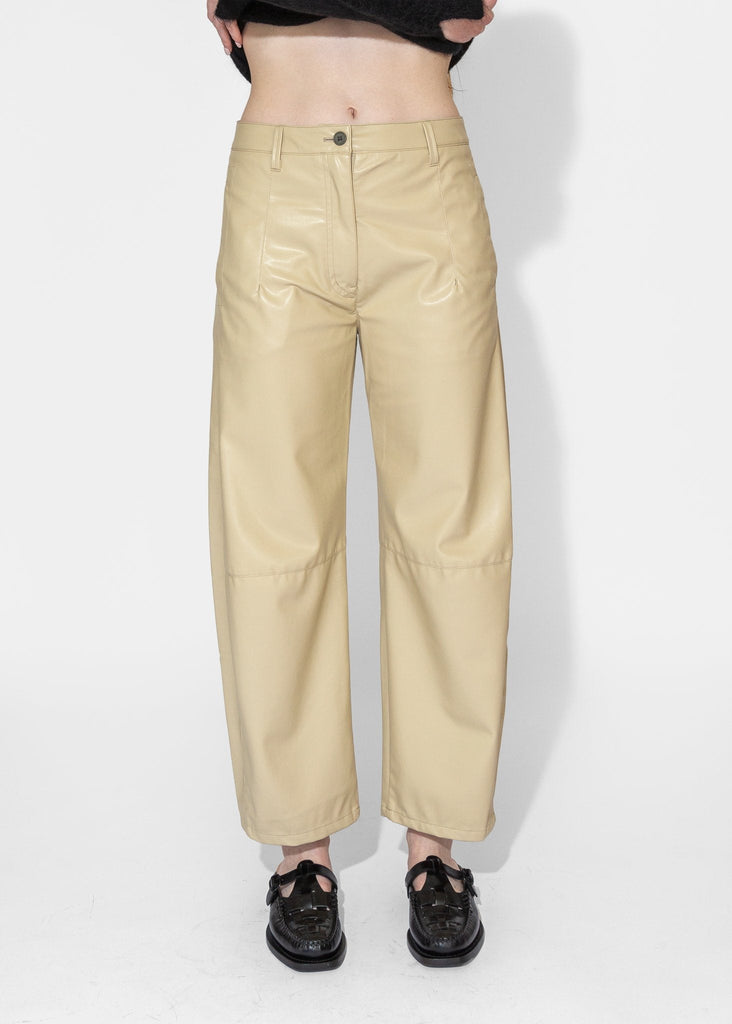 Sayaka Davis_Vegan Leather Pants in Light Beige_Pants_XS - Finefolk