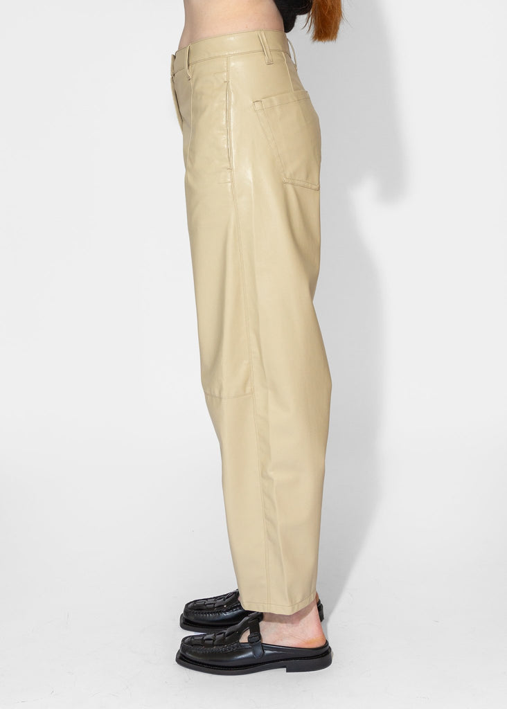 Sayaka Davis_Vegan Leather Pants in Light Beige_Pants_XS - Finefolk