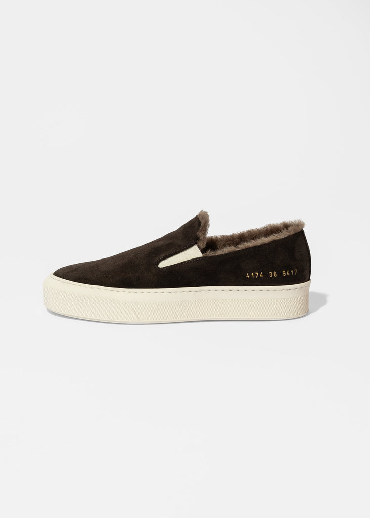 Woman by Common Projects_Slip On In Shearling in Coffee_Shoes_36 - Finefolk