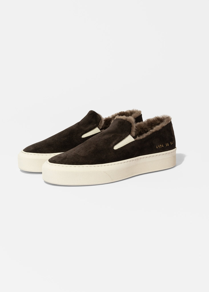 Woman by Common Projects_Slip On In Shearling in Coffee_Shoes_36 - Finefolk