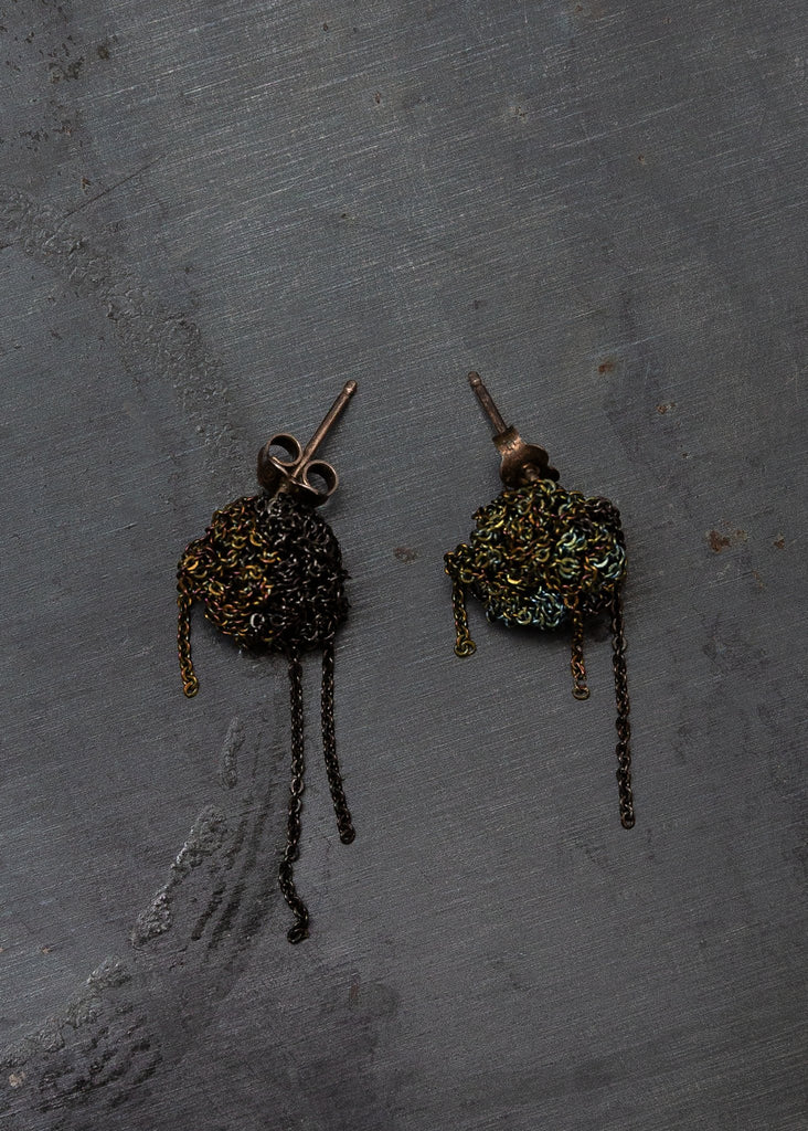 Arielle De Pinto_Ariel De Pinto 2-Tone Bead Earrings in Charcoal/Army_Jewelry_One Size - Finefolk
