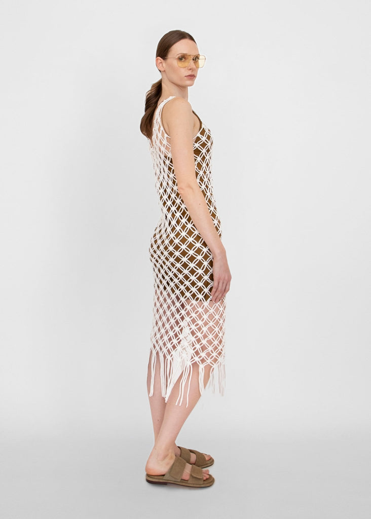 Sayaka Davis_Macrame Knit Dress in Ivory_Dress_ONE SIZE - Finefolk