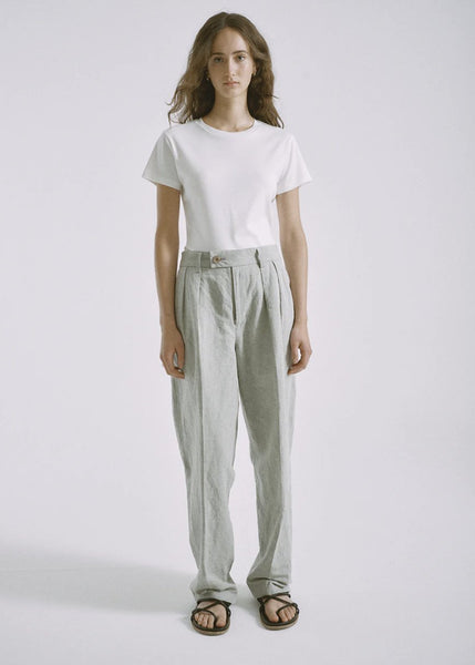 Sayaka Davis Two Tuck Trousers in Organic Cotton & Linen Sage Gray